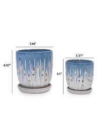 Clihome Handmade Gradient Ceramic Planter Set, Indoor & Outdoor Flower Pots for Orchids