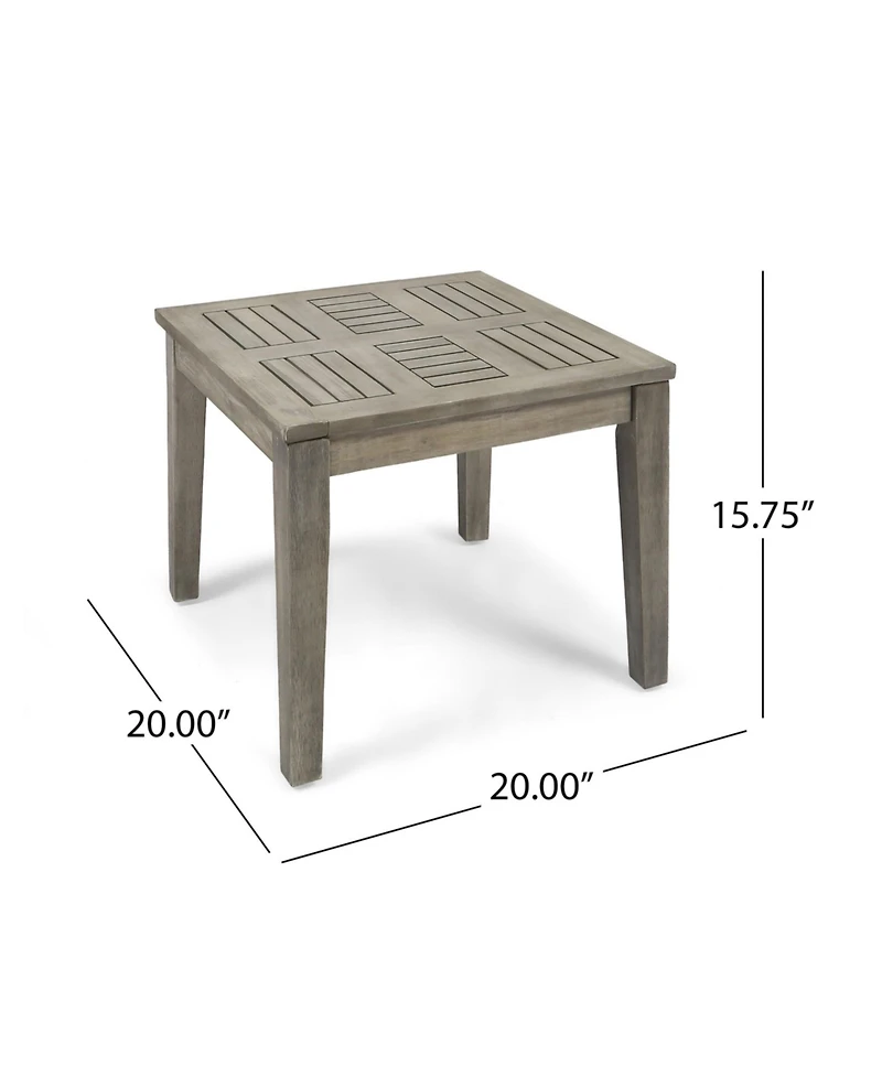 Mondawe Wood Outdoor Side Table, 20"x20"x15.75" Patio Accent