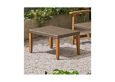 Mondawe Wood & Wicker Outdoor Ottoman