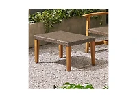 Mondawe Wood & Wicker Outdoor Ottoman