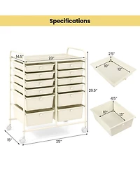 Gouun 12-Drawer Multi-Purpose Rolling Cart with Removable Drawers and Top Storage