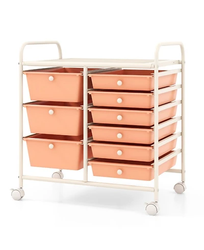 Gouun 9-Drawer Rolling Cart with 3 Large and 6 Medium Drawers