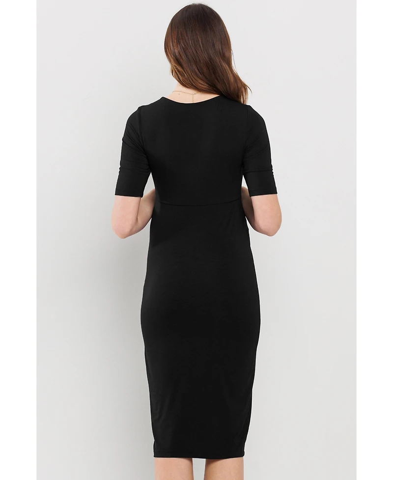Hello Miz Maternity Wrap V-Neck Nursing Midi Dress