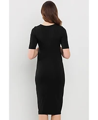 Hello Miz Maternity Wrap V-Neck Nursing Midi Dress