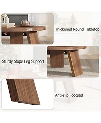 Homfan 33.5" Round Coffee Table, Circle Center Table with Inclined Legs, Accent Cocktail Tables for Living Room, Bedroom, Easy Assembly