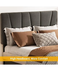 Homfan Bed Frame with Adjustable Headboard - Multiple Storage Drawers - Wooden Slats - No Box Spring Needed - Modern Bedroom Furniture