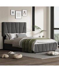 Homfan Bed Frame with Adjustable Headboard