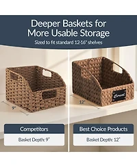 Best Choice Products Hyacinth Angled Pantry Storage Baskets W/ Handles, Chalkboard and Marker (Set of 3)