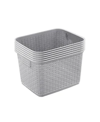 Gnuadz Tall Weave Woven Plastic Storage Baskets With Handles Gift Basket