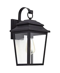 John Timberland Bellis Verde Modern Outdoor Wall Light Fixtures Set of 2 Textured Black Lantern Frame 15 1/4" Clear Glass for Post Exterior