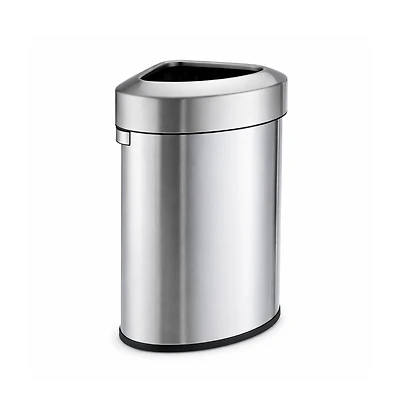 Home Zone Living 16 Gallon Stainless Steel Open Top Trash Can with Triangular Corner Design