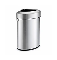 Home Zone Living 16 Gallon Stainless Steel Open Top Trash Can with Triangular Corner Design