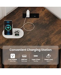 Gouun Corner Printer Stand 3-Tier with Charging Station