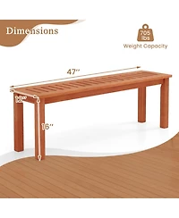 Sugift Patio Wood Bench with Slatted Seat for 2-Person