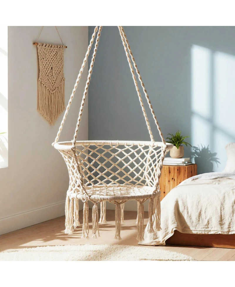 Sugift Macrame Hammock Swing Hanging Cotton Rope Chair