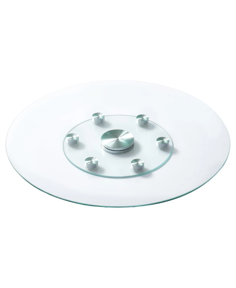 Sugift 30 in Tempered Glass Lazy Susan with 360-degree Rotation for Dining and Gatherings