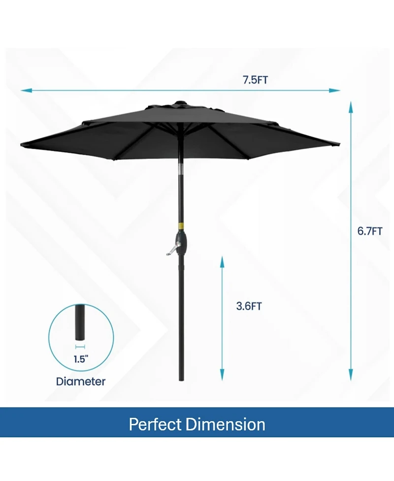 Mondawe 7.5 Ft Market Patio Umbrella with Crank & 45degree(s) Tilt (No Base)