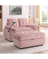 Streamdale Furniture Reclining Sofa with Ottoman and Usb