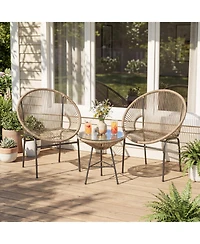 Sugift 3-Piece Patio Acapulco Bistro Set with Glass Table