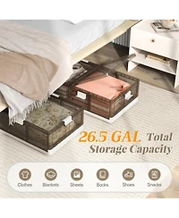 Gouun 2-Pack Under-Bed Rolling Storage Containers with 44 lbs Capacity and Folding Design