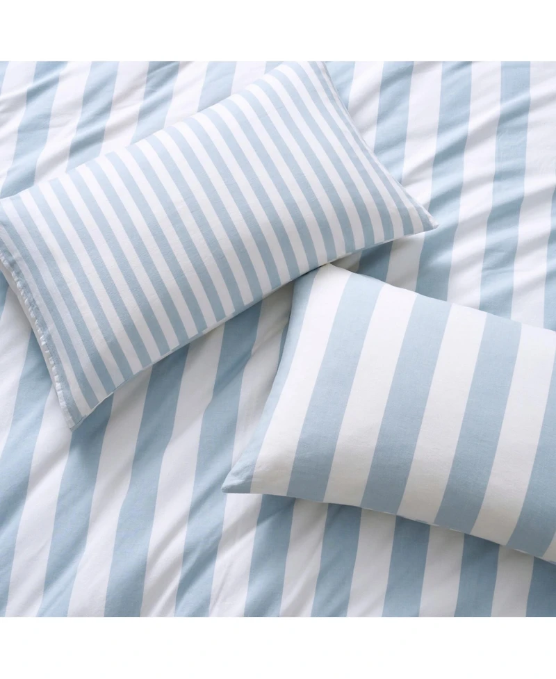 Dkny Reversible Stripe Vintage Washed Cotton 3-Pc. Duvet Set