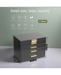 Yigii 5 Layer Jewelry Organizer Box with Necklace Hanger Drawers Earrings Bracelet Storage Gifts