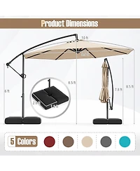 Gouun 10 ft Offset Cantilever Patio Umbrella with Base, Infinite Tilt and 360 Rotation