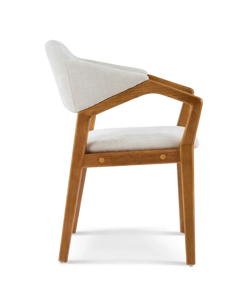 Rainsken Dining Chair Set of 2, Chenille Upholstered Armchair, Wooden Kitchen Chairs with Curved Backrest for Dining Room, Small Spaces