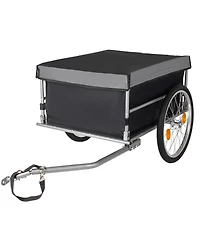 Rainsken Foldable Bike Cargo Trailer, Heavy Duty Bicycle Wagon Cart with 20'' Wheels, Removable Cover, 120 lbs Capacity for Luggage, Groceries