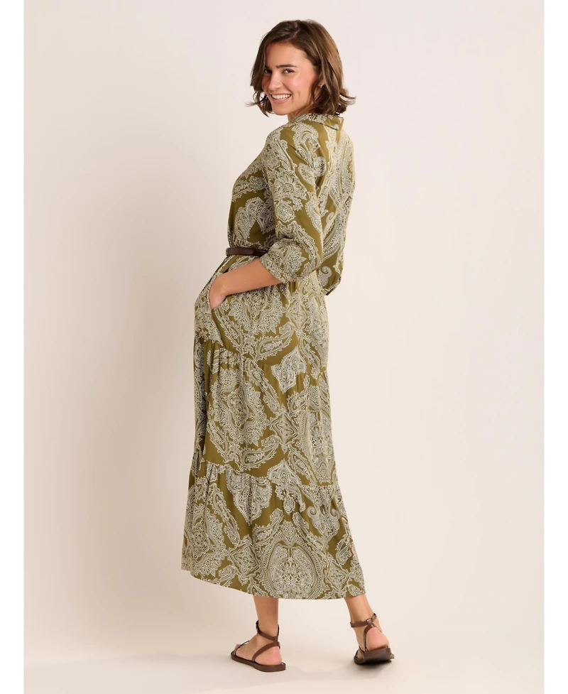 Brakeburn Women's Chara Tiered Maxi Shirt Dress