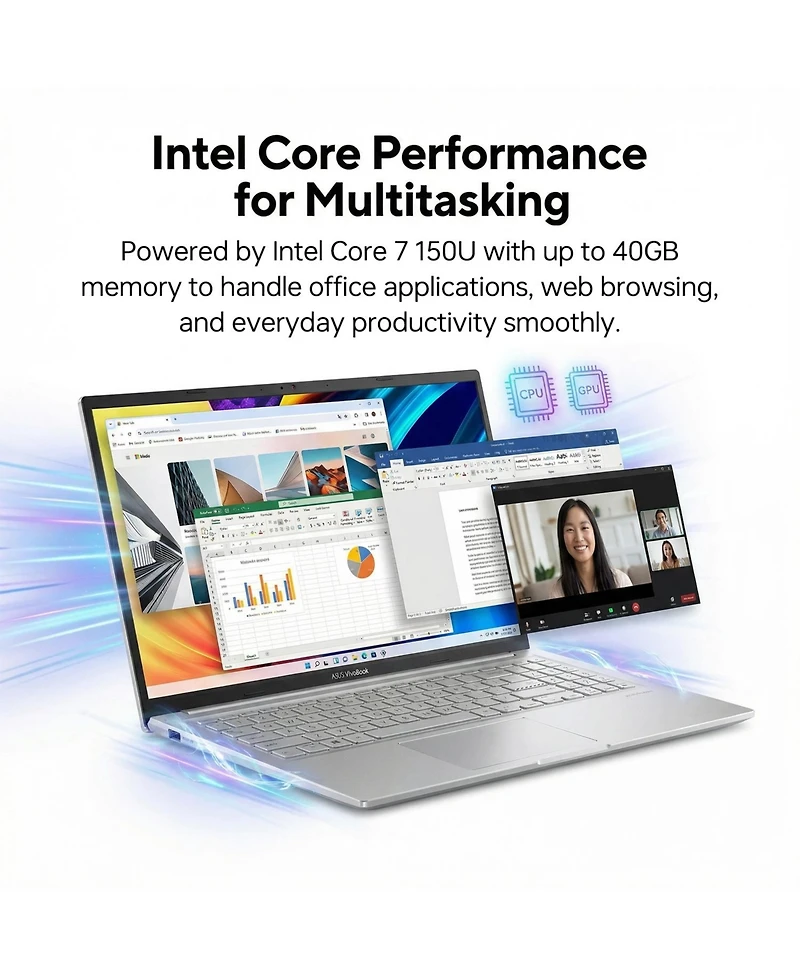Asus Vivobook 15 15.6" Traditional Laptop Intel Core 7 16GB Ram Intel Graphics 1TB Ssd Storage Windows 11 Pro 60Hz