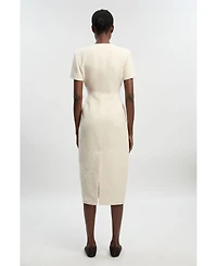 Karen Millen Women's Textured Tweed Tailored Midi Dress