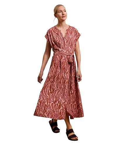 Celtic & Co. Women's Tie Waist Relaxed V-Neck Midi Dress