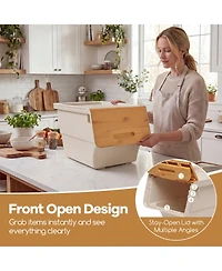 Gouun Set of 3 Stackable Storage Bins on Wheels with Stay-Open Lids, 35 Qt Each