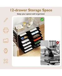 Gouun Steel-Frame 12-Drawer Rolling Organizer with Locking Casters for Home and Office