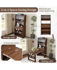 Streamdale Furniture Buffet Hutch with Foldable Dining Table