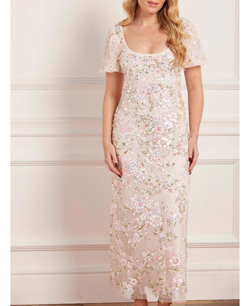 Needle & Thread Women's Dream Garland Puff Sleeve Ankle Gown