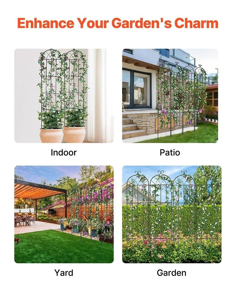 Sugift Climbing Plant Trellis 87 x 20 in 4-Pack Rustproof Metal Support