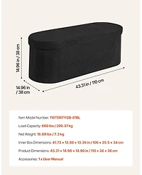 Sugift Oval Storage Ottoman Bench, Foldable Teddy Fleece End of Bed Bench, 660 lbs Capacity