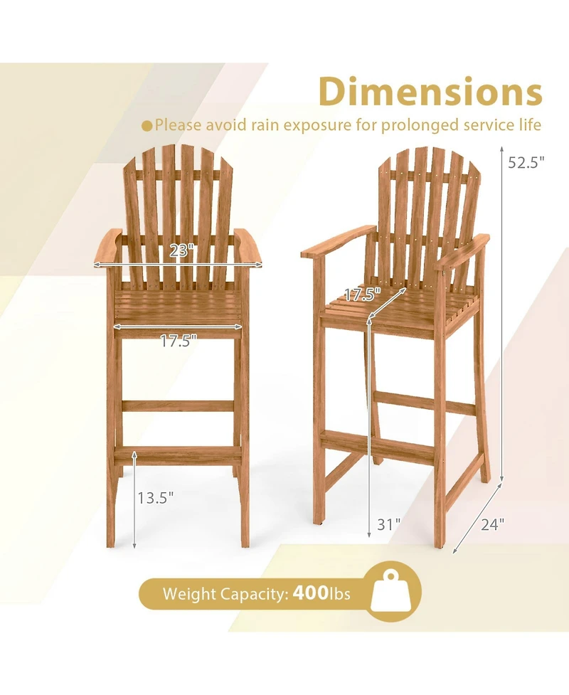 Sugift Tall Adirondack Chair with Armrests and Footrest for Deck