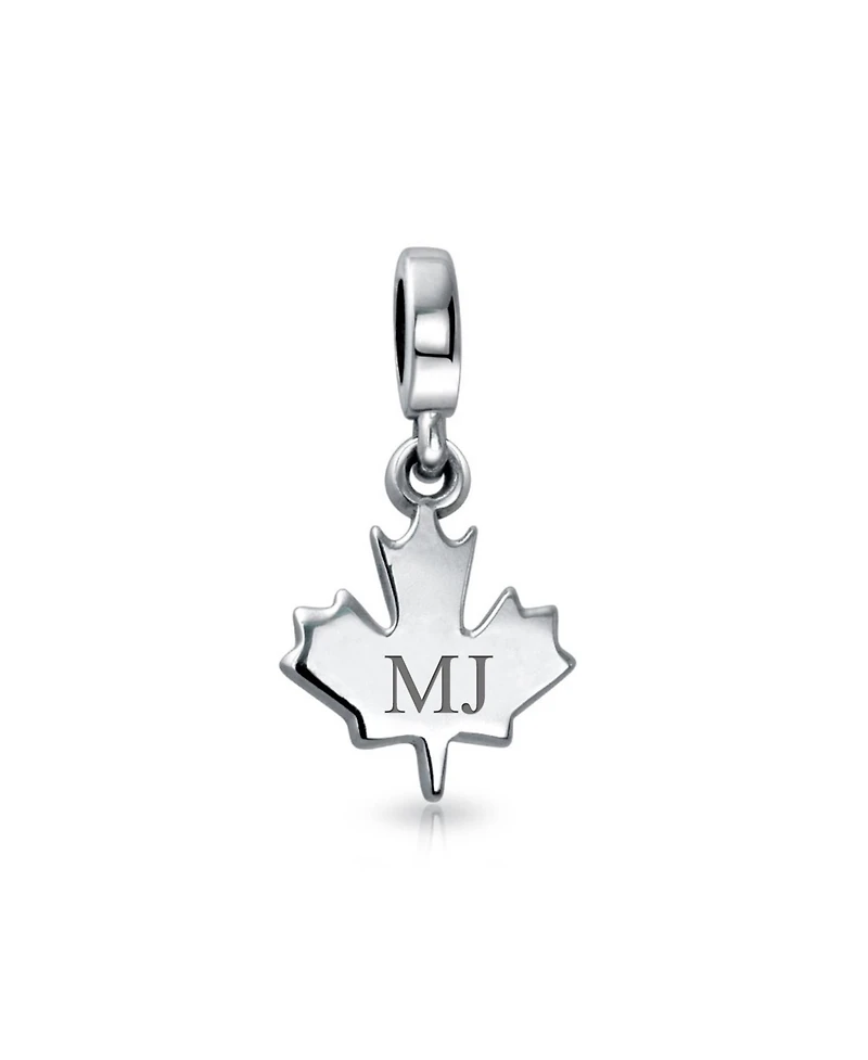 Bling Jewelry Canada Symbol Maple Leaf Dangle Charm Bead .925 Sterling Bracelet