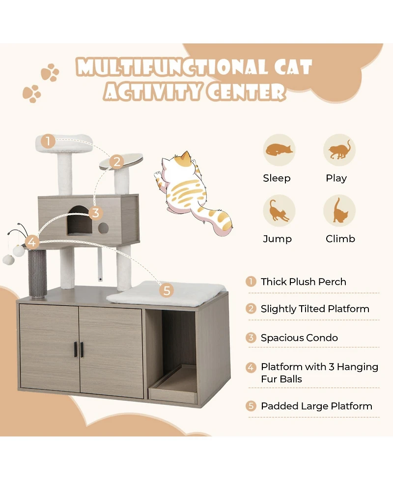 Cozito Cat Tower 2-in-1 Modern with Hidden Litter Box Enclosure