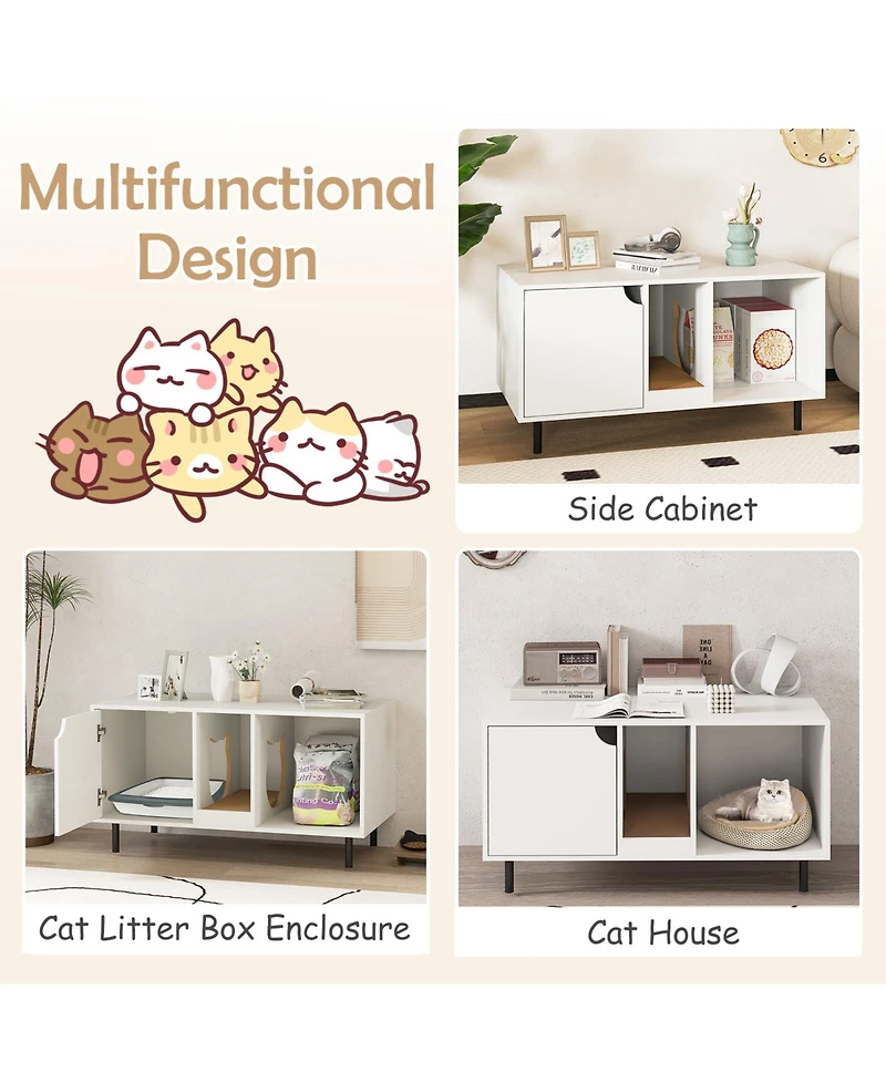 Cozito Cat Litter Box Enclosure 40 in for 2 Cats with Scratcher