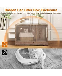 Cozito Cat Litter Box Enclosure 31.5 in Wooden End Side Table