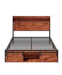 Lucky One Full Size Bed Frame with Storage Headboard and Led Lights