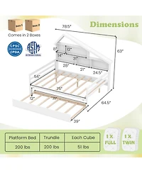 Gouun Full Kids House Bed Frame with Safety Rails