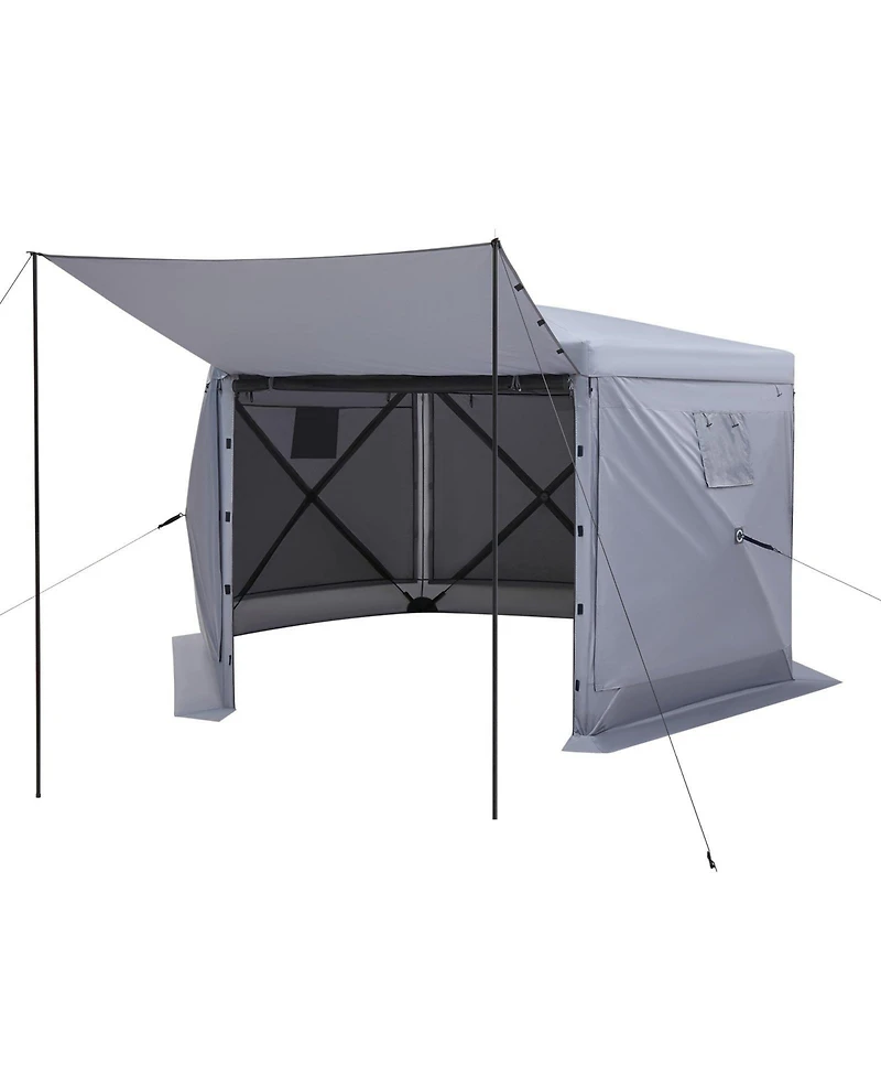 Gouun Pop Up 6-Sided Gazebo Screen Tent 12x12 ft with Removable Top, Carry Bag and Mosquito Netting