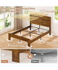 Lucky One Full Bed Frame with Headboard and Footboard, with Under Bed Storage, Led Lights