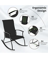 Gouun Set of 2 Outdoor Patio Rocking Chairs with Breathable Backrest