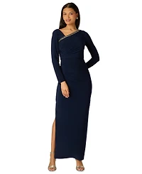 Adrianna Papell Women's Asymmetrical Long-Sleeve Ball Gown